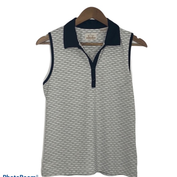 EP Pro Tops - EP Pro Sleeveless Texture Stripe Polo Top Womens M